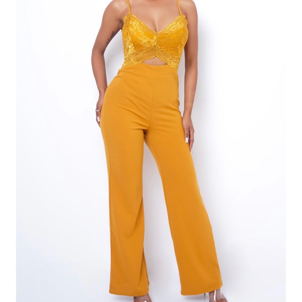 Yellow Lace Top Jumpsuit